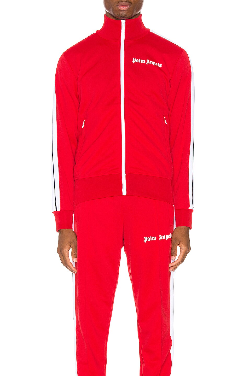 Image 1 of Palm Angels Classic Track Jacket in Red & White
