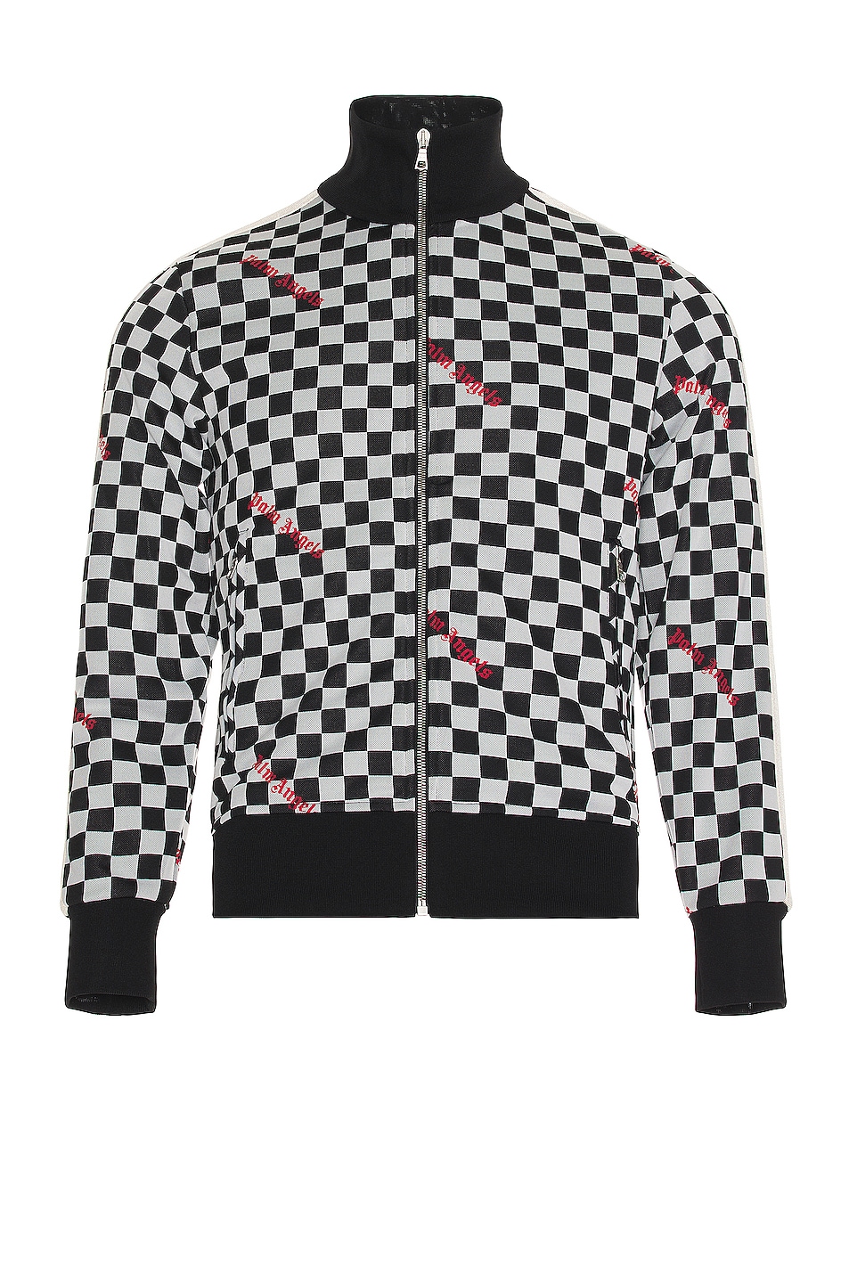 Image 1 of Palm Angels Damier Classic Track Jacket in Black & Red