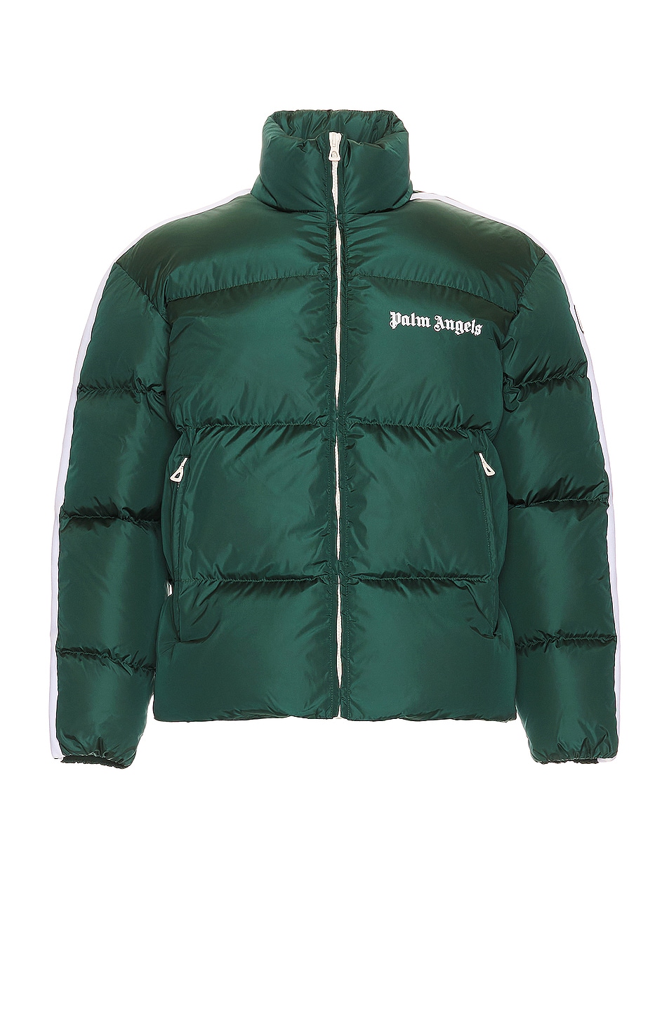 Image 1 of Palm Angels Classic Track Down Jacket in Green & White
