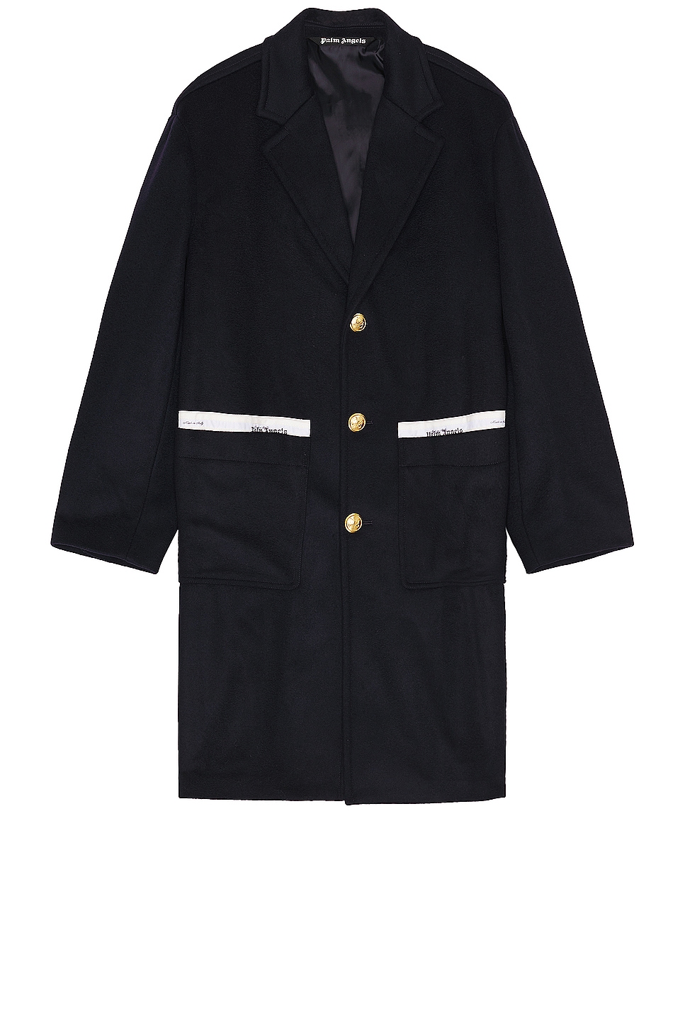 Image 1 of Palm Angels Uniform Coat in Navy Blue