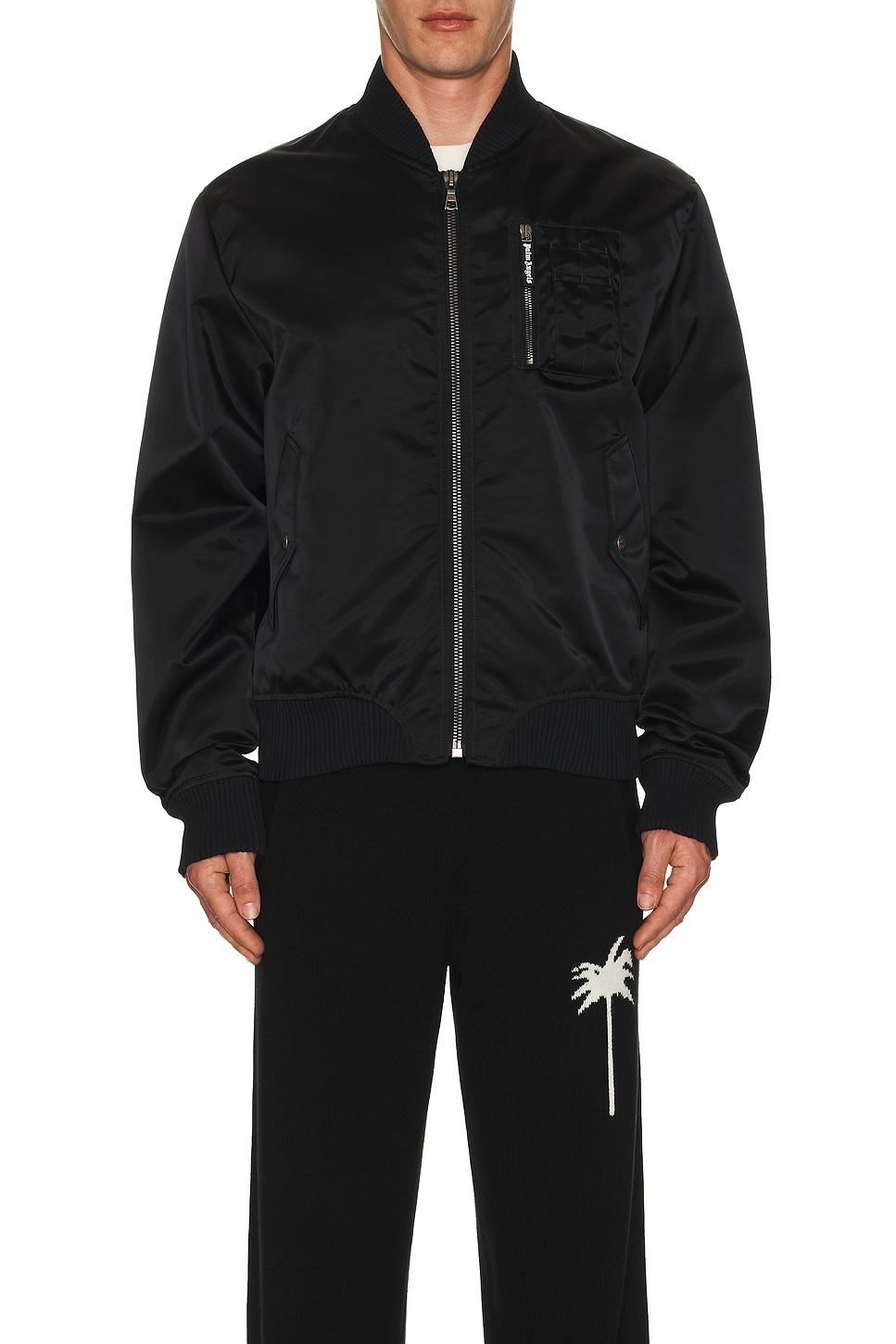 Image 1 of Palm Angels Curved Logo Bomber in Black