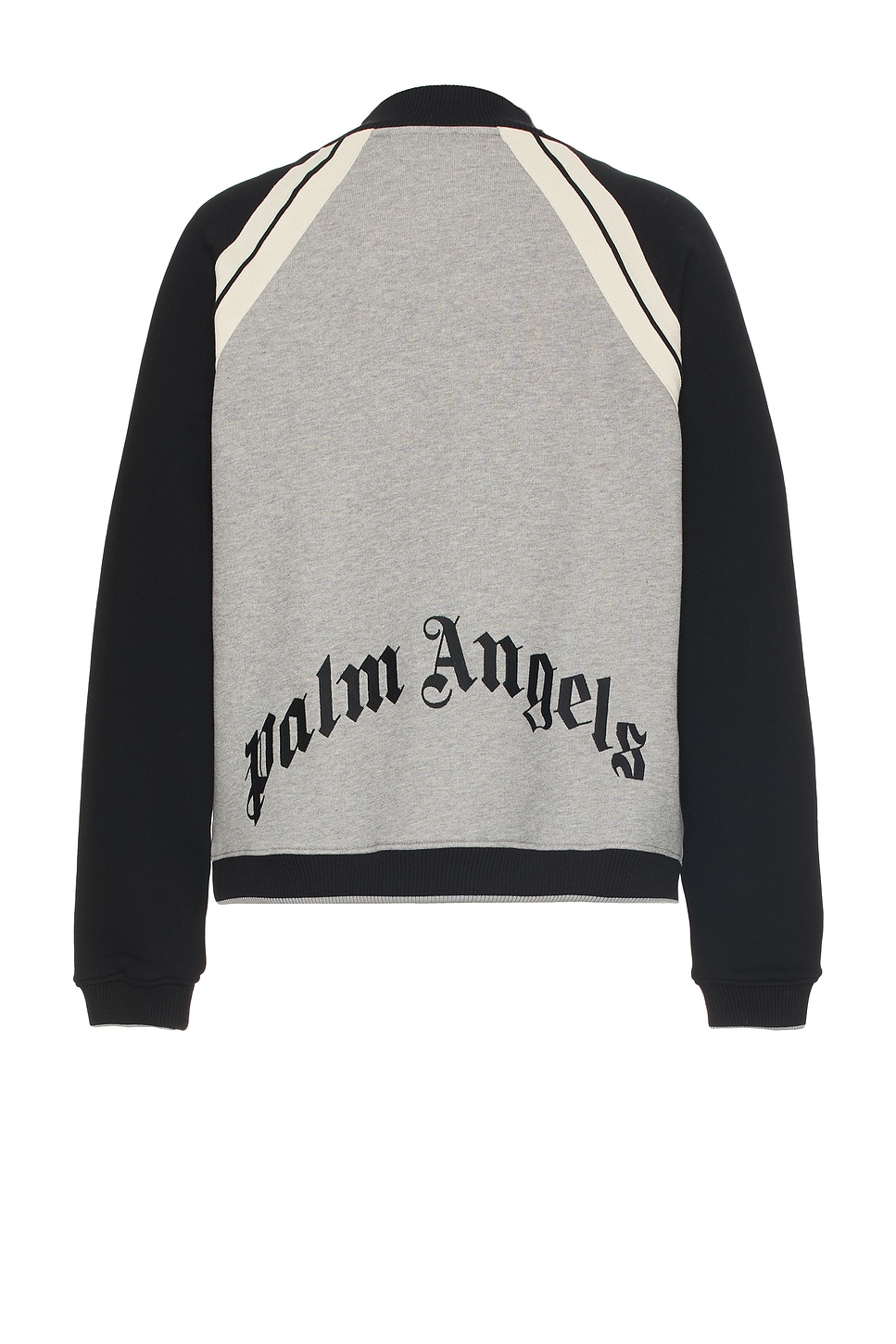 Image 1 of Palm Angels Curved Logo Track Varsity Jacket in Grey Melange