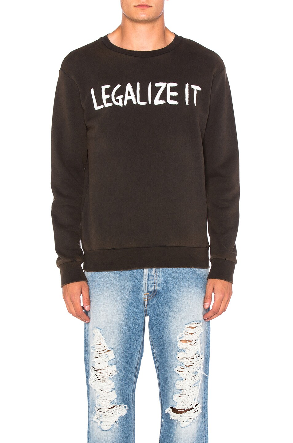 Image 1 of Palm Angels Legalize It Crewneck in Black & White