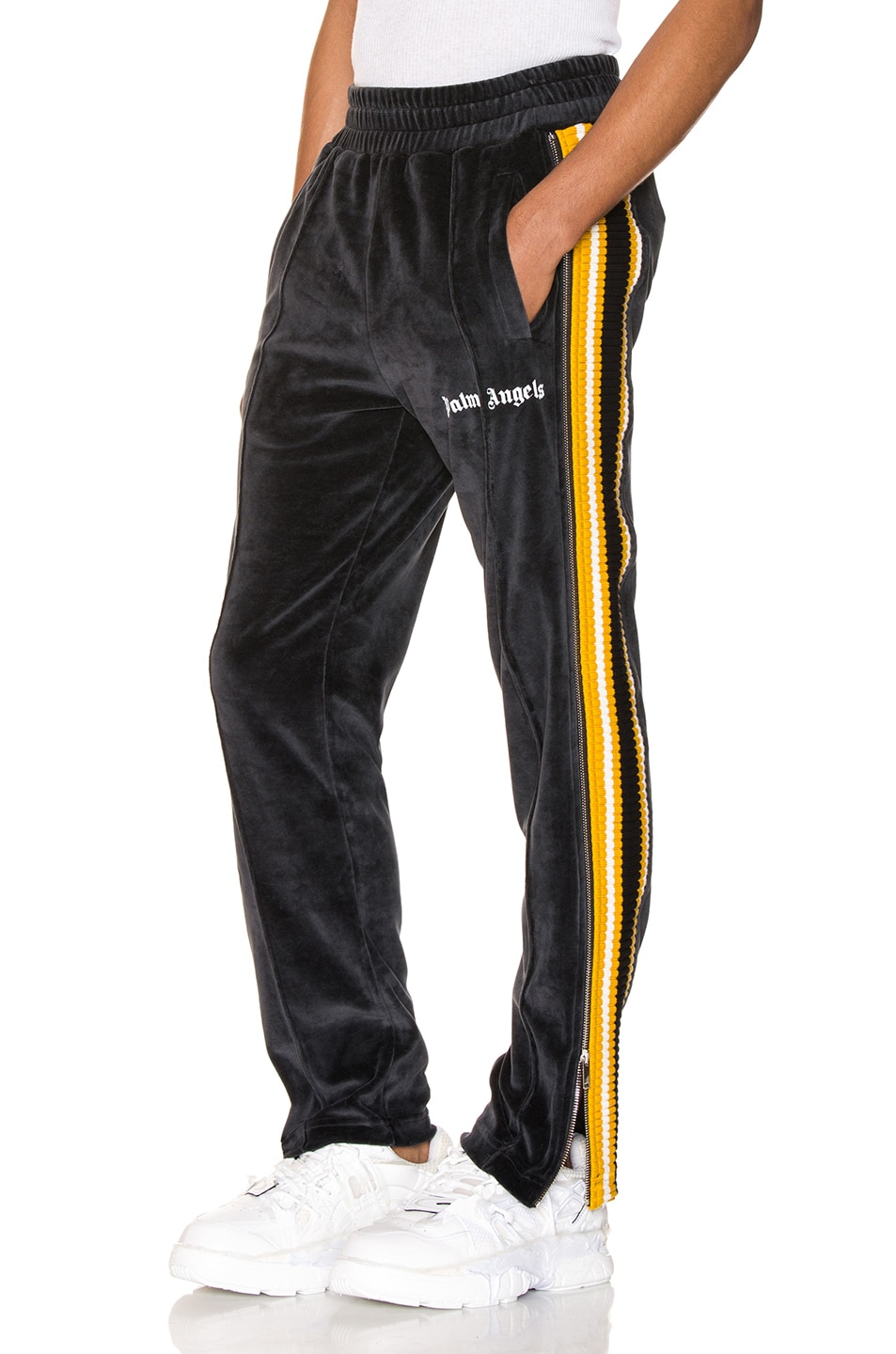 Image 1 of Palm Angels Chenille Track Pants in Black & White
