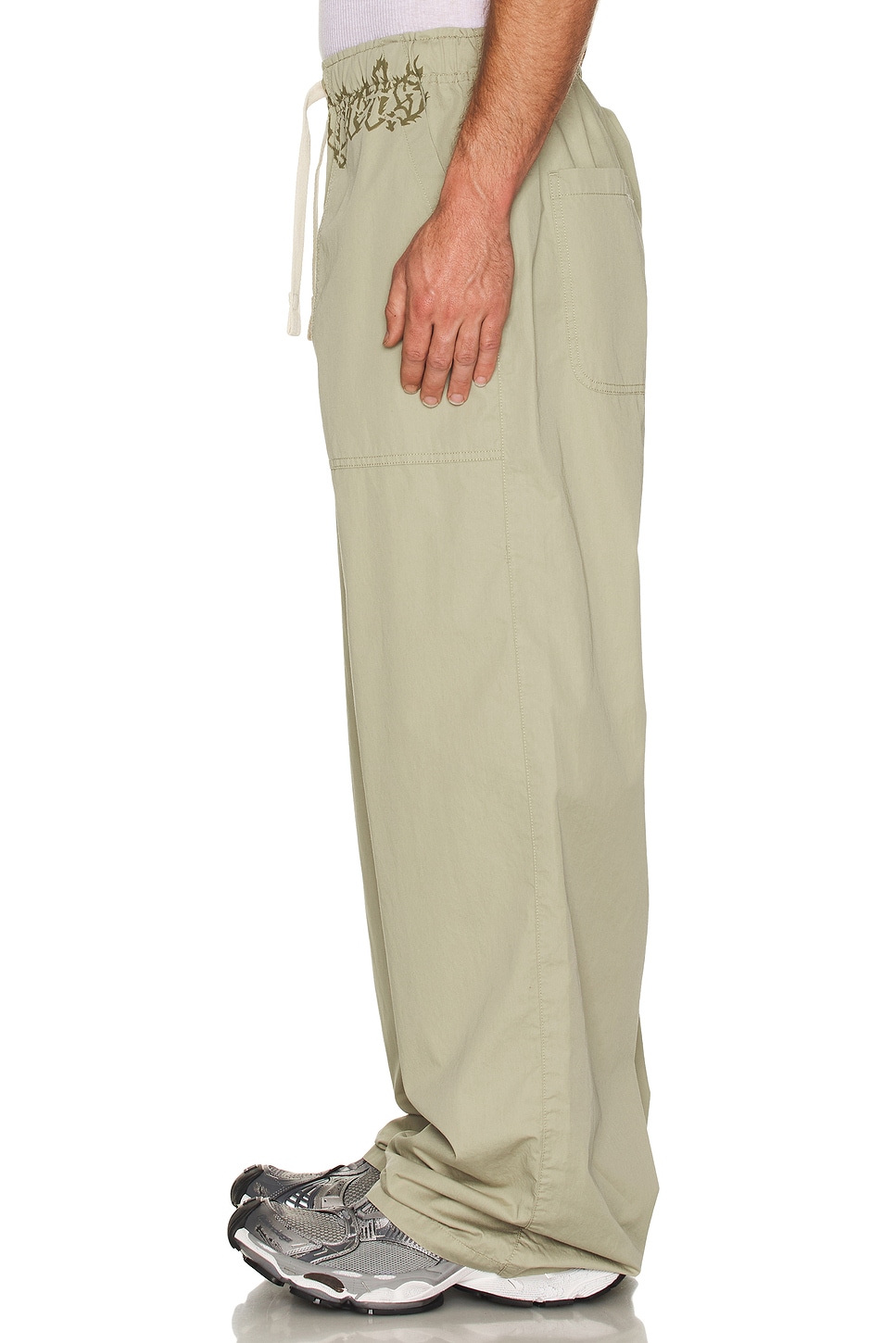 Image 1 of Palm Angels Waist Logo Loose Pants in Beige & Military