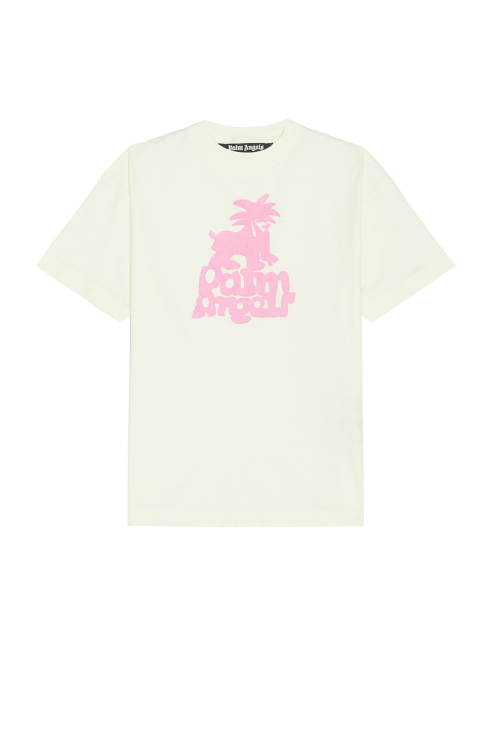 Image 1 of Palm Angels Leon Classic Tee in Pale Green & Fuchsia