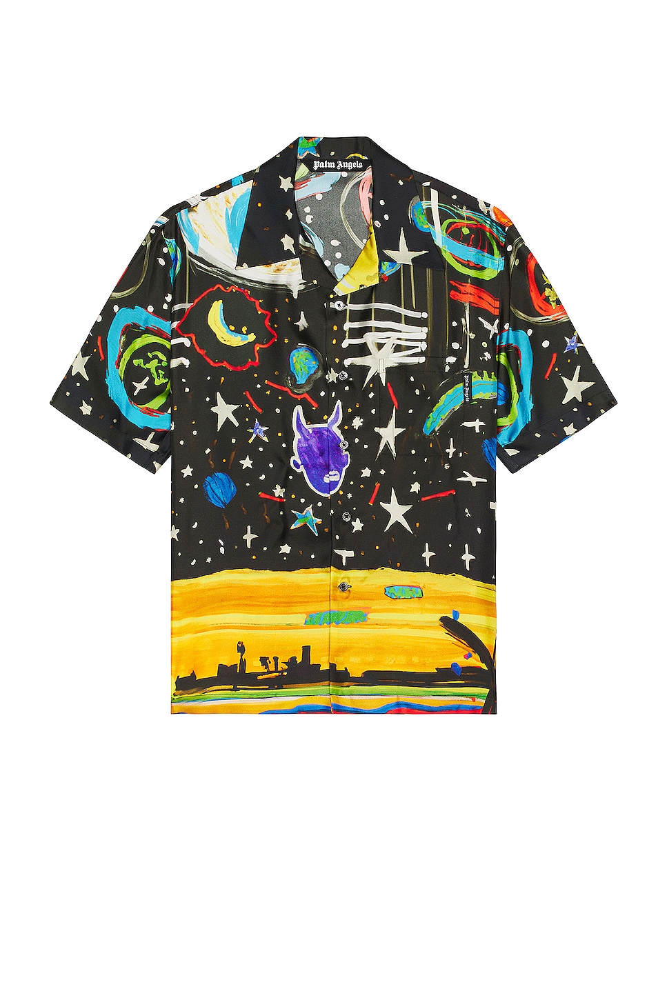Image 1 of Palm Angels Starry Night Bowling Shirt in Black & Multi