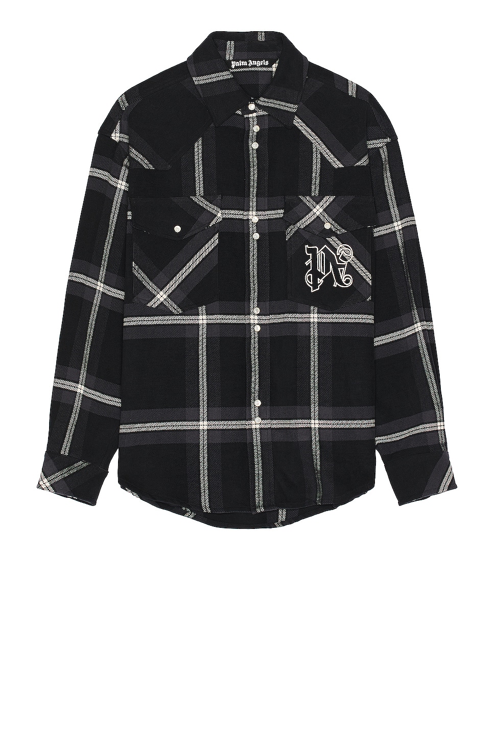 Image 1 of Palm Angels Monogram Check Over Shirt in Anthracite