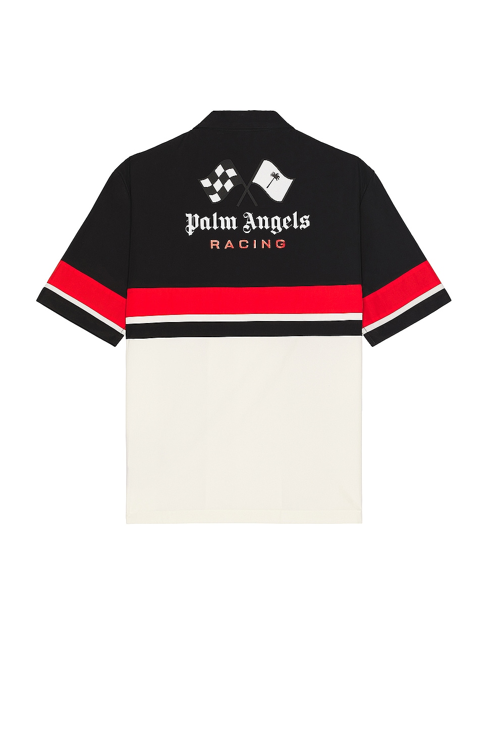 Image 1 of Palm Angels X Formula 1 Racing Bowling Shirt in Black, White, & Red