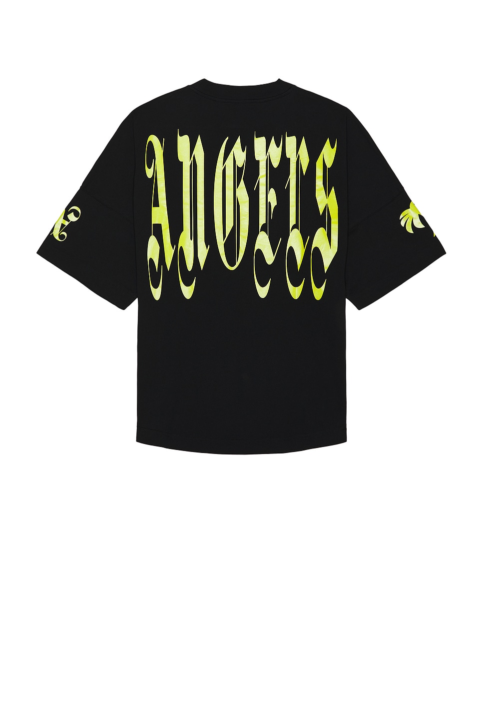 Shop Palm Angels Back Gothic Palm Over Tee In Black & Lime