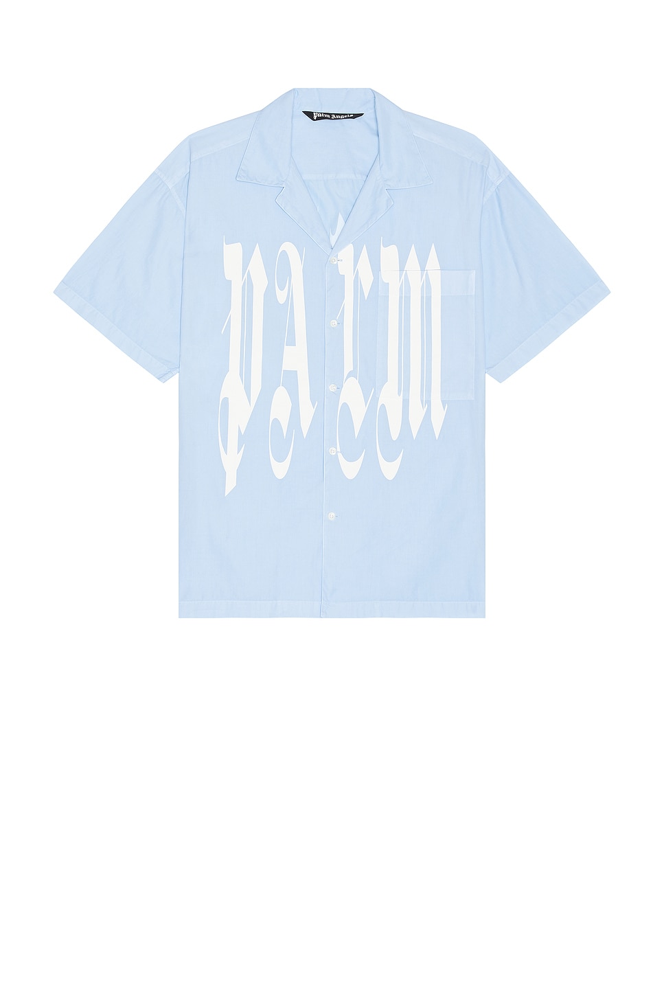 Image 1 of Palm Angels Gothic Logo Short Sleeve Shirt in Light Blue