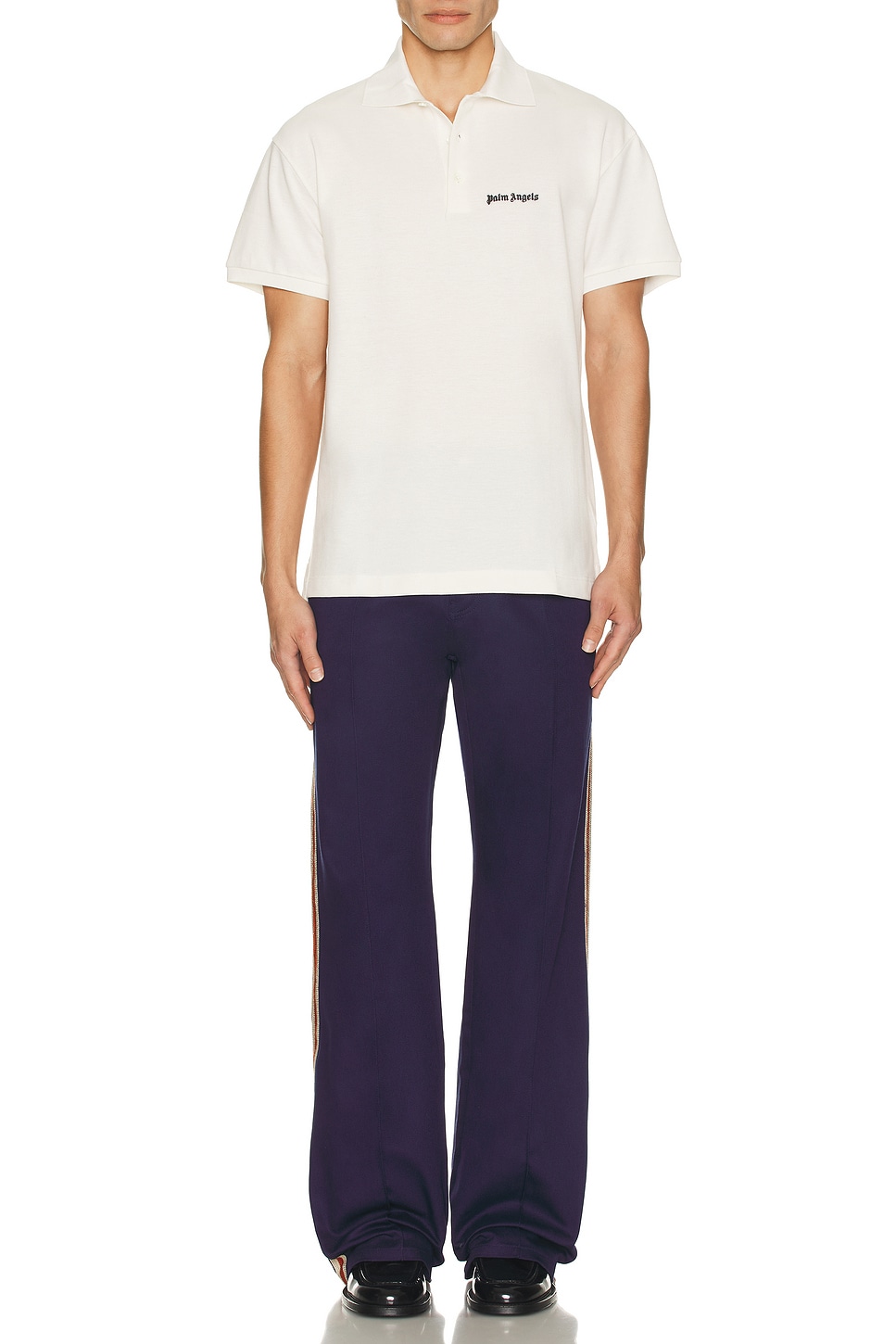 Image 1 of Palm Angels Classic Logo Embroidered Polo in Off White
