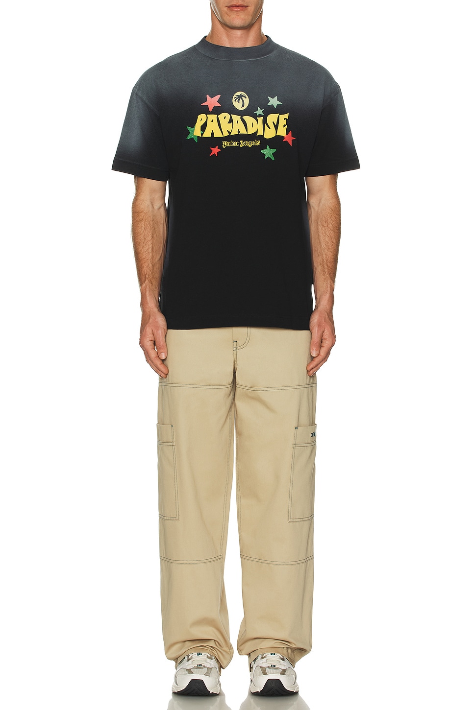 Image 1 of Palm Angels Paradise Palm Tee in Black & Yellow