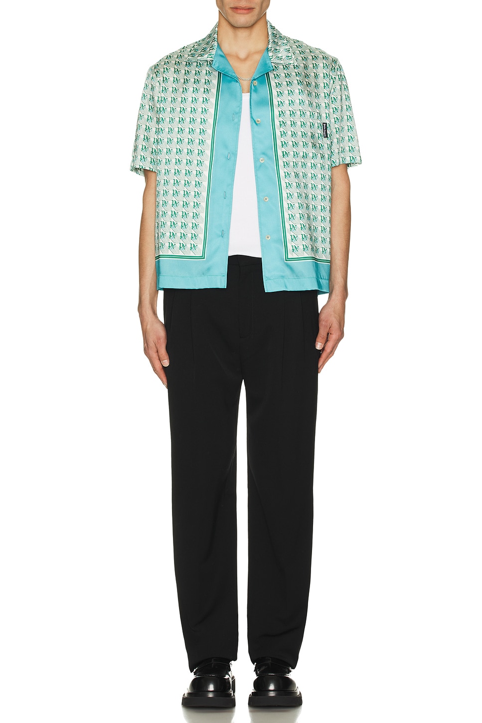 Image 1 of Palm Angels PA Diamonds Bowling Shirt in Green