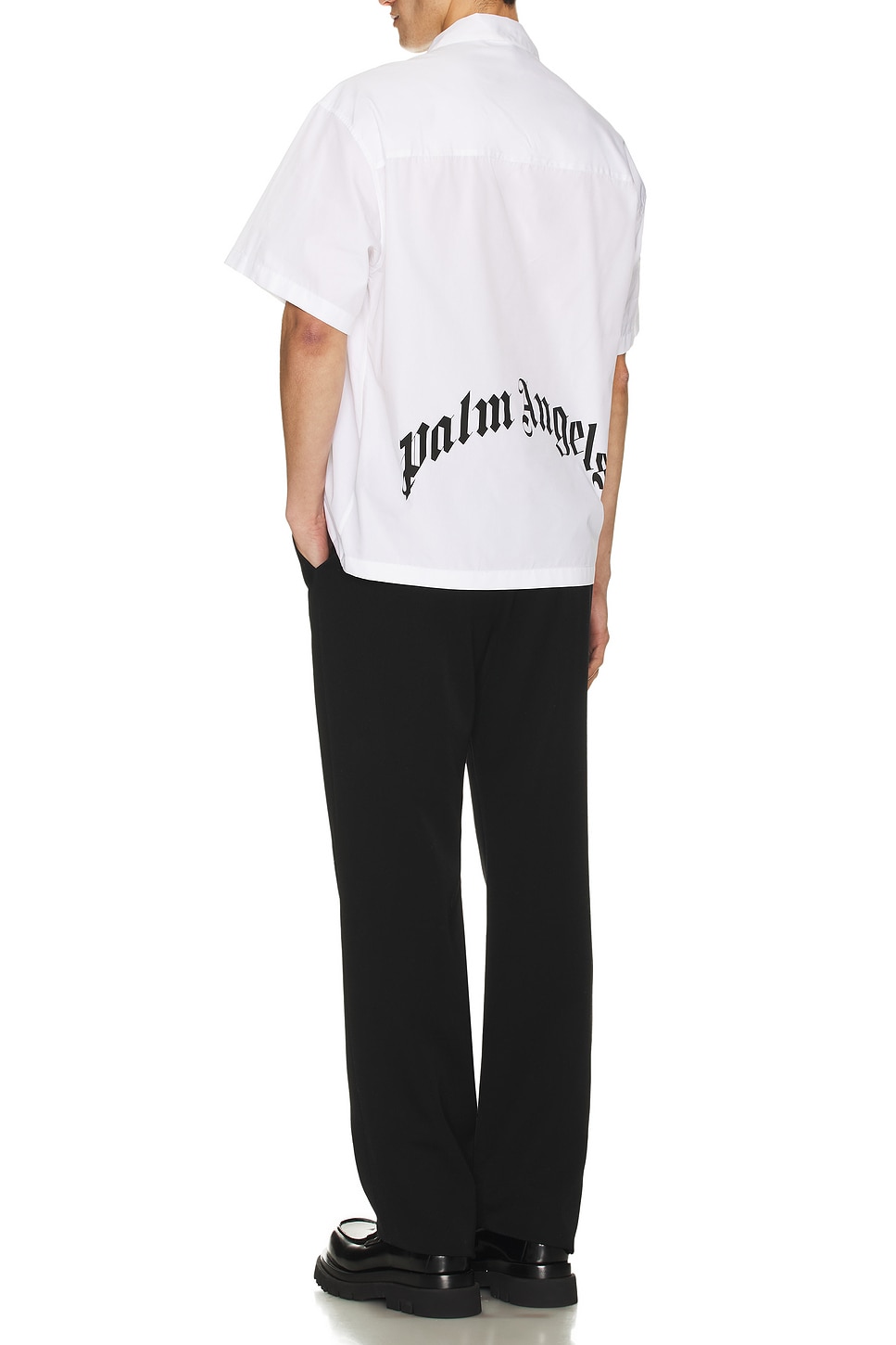 Image 1 of Palm Angels Curved Logo Classic Shirt in White