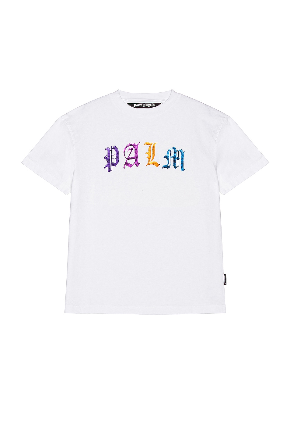 Image 1 of Palm Angels Gothic Logo Tee in White & Multi