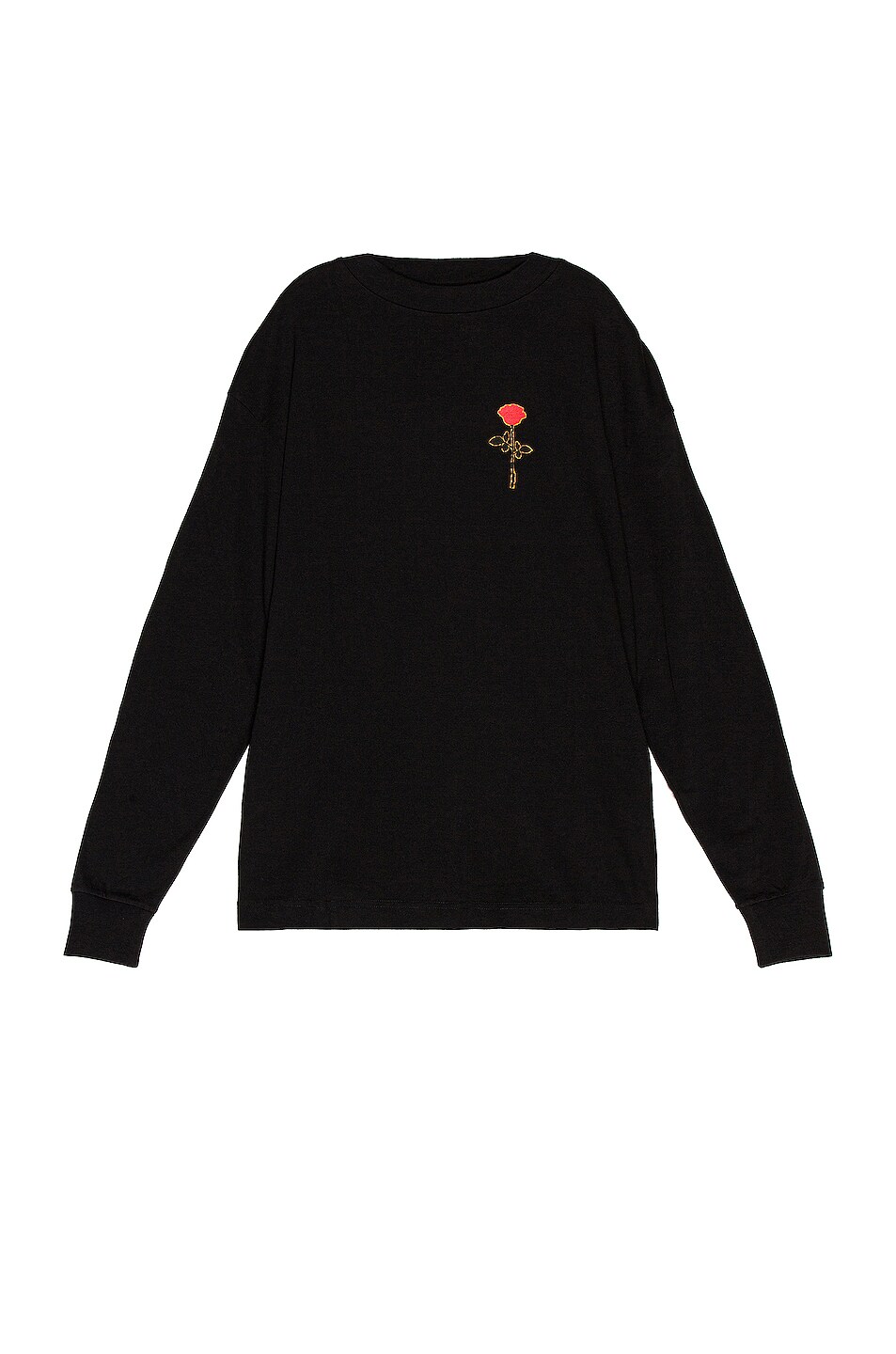 Image 1 of Palm Angels Small Rose Long Sleeve Tee in Black & Red