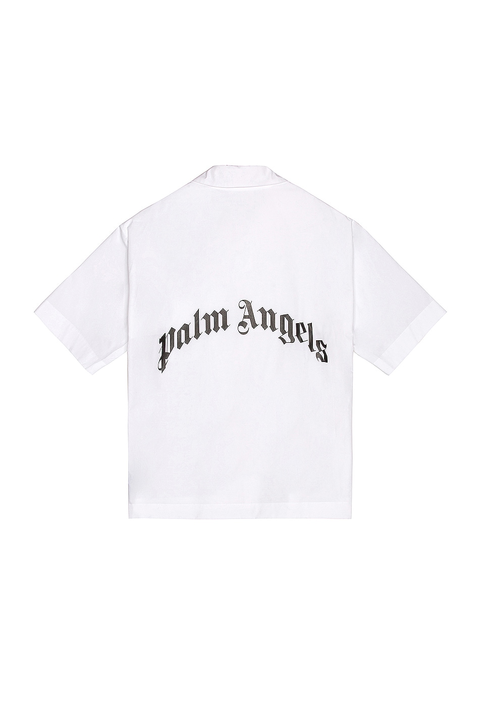 Image 1 of Palm Angels Curved Logo Bowling Shirt in White & Black