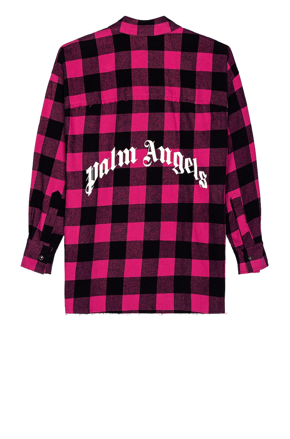 Image 1 of Palm Angels Curved Logo Flannel Overshirt in Fuchsia