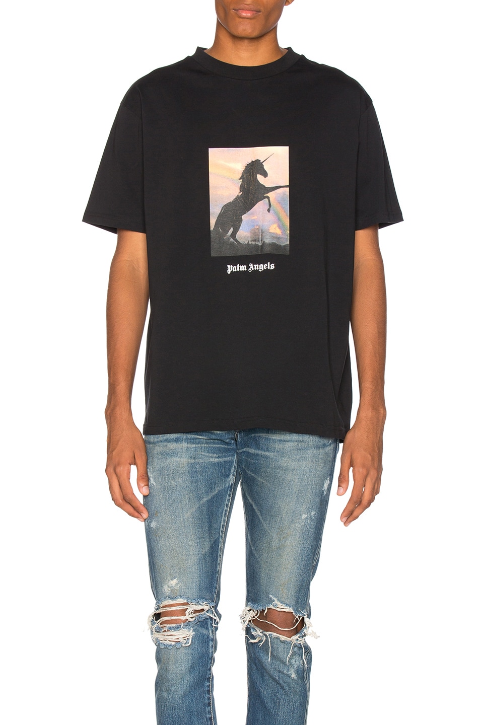 Image 1 of Palm Angels Unicorns Do Exist Tee in Black & Multicolor