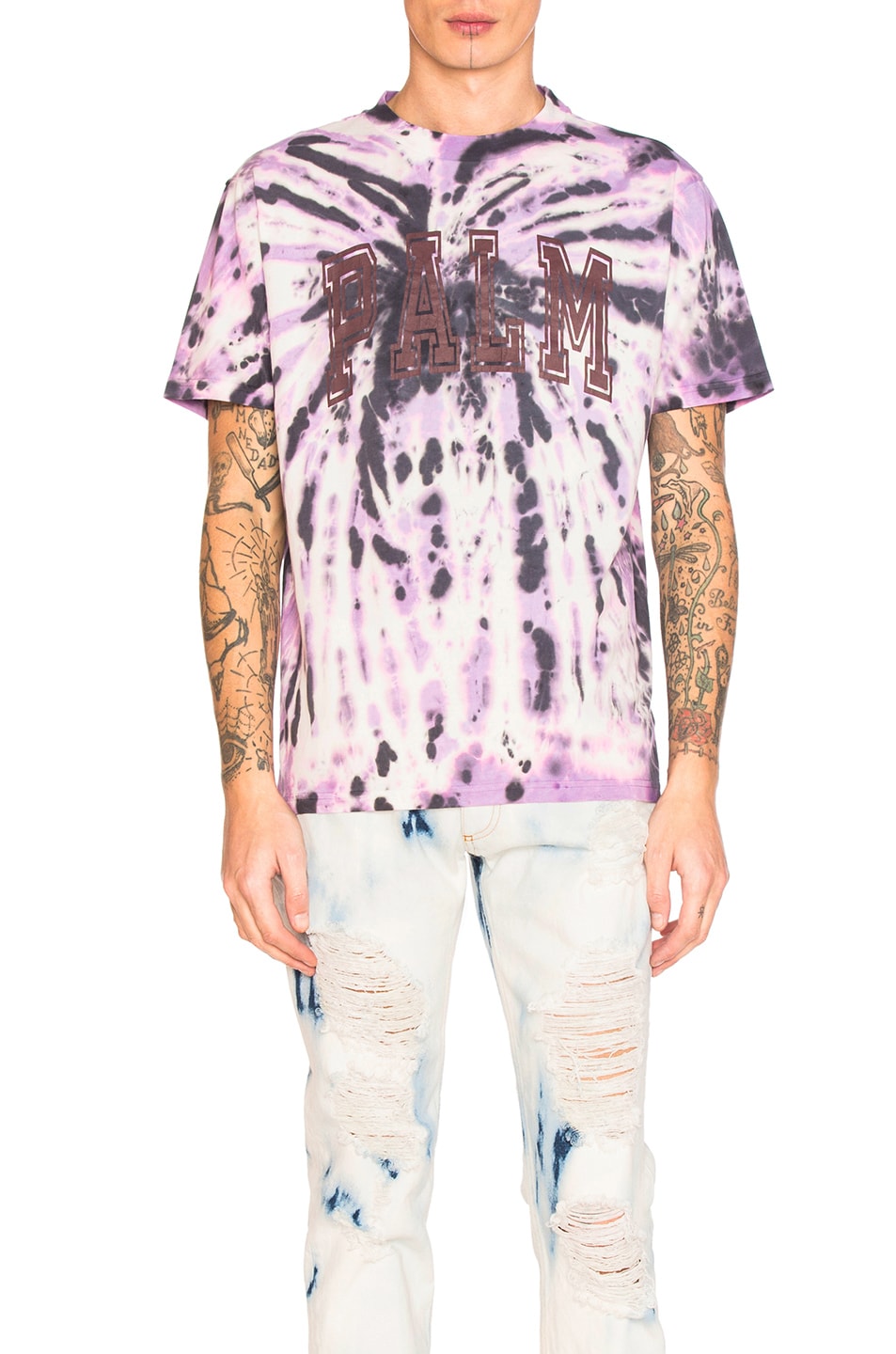 Image 1 of Palm Angels College Tie & Dye Tee in Multicolor & Bordeaux