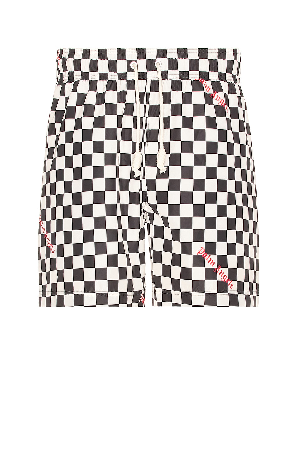 Image 1 of Palm Angels Damier Print Swimshort in Black & Red