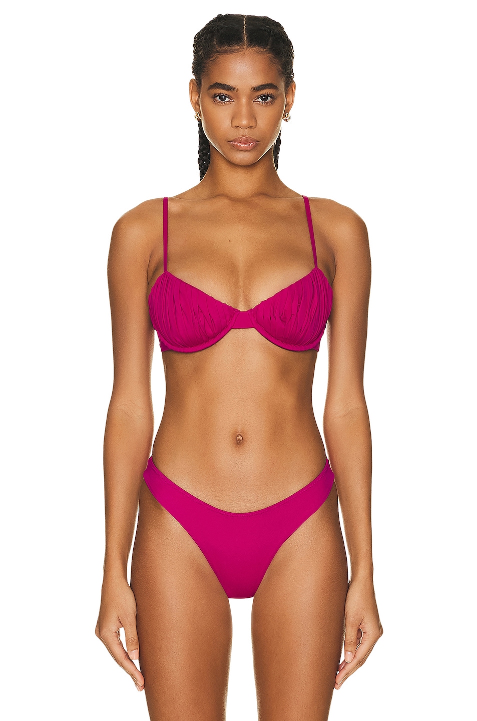 Image 1 of Palm Mariella Pleated Bikini Bra in Calypso Pink