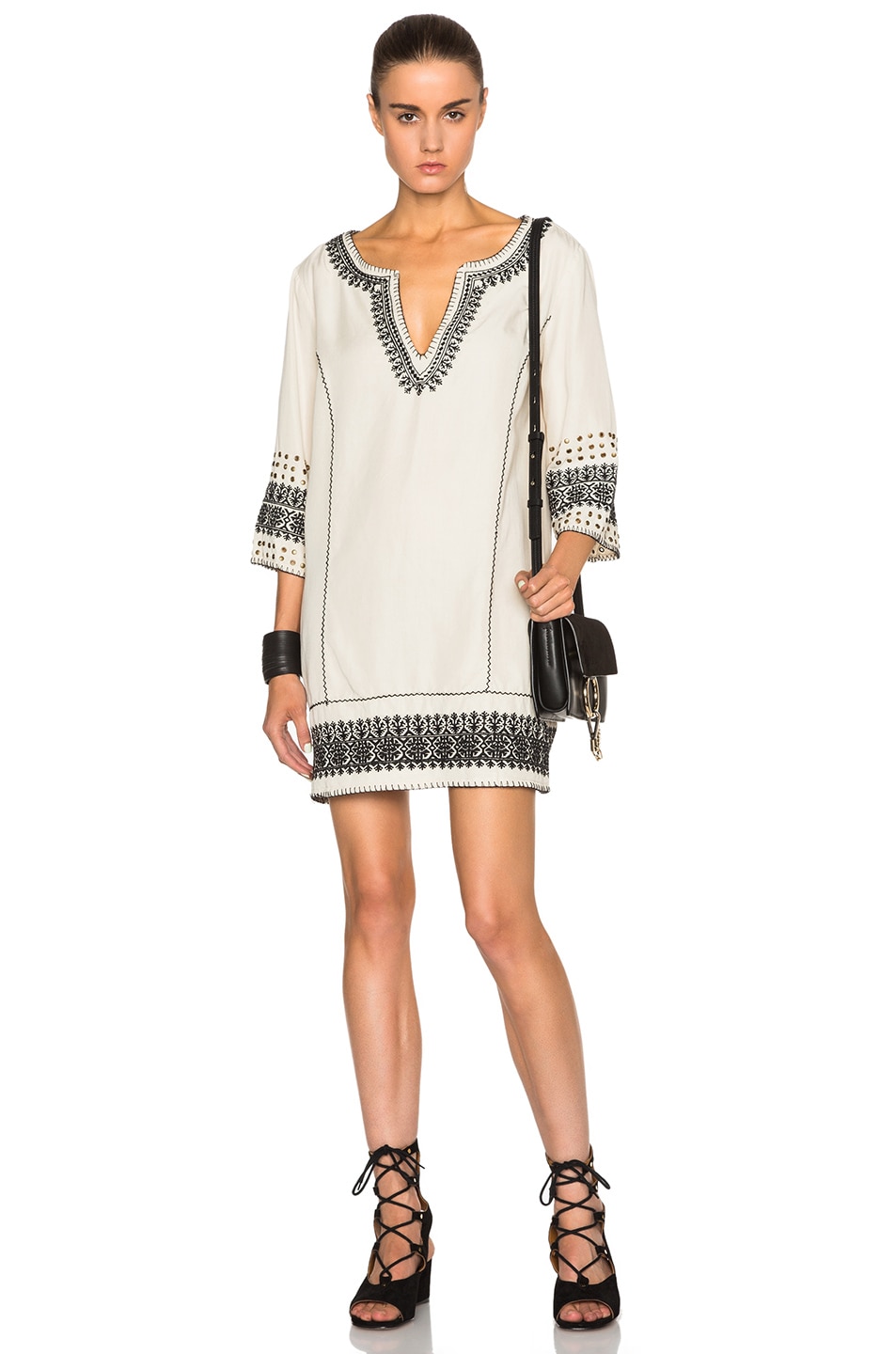 Image 1 of Pam & Gela Embroidered Tunic in Ecru