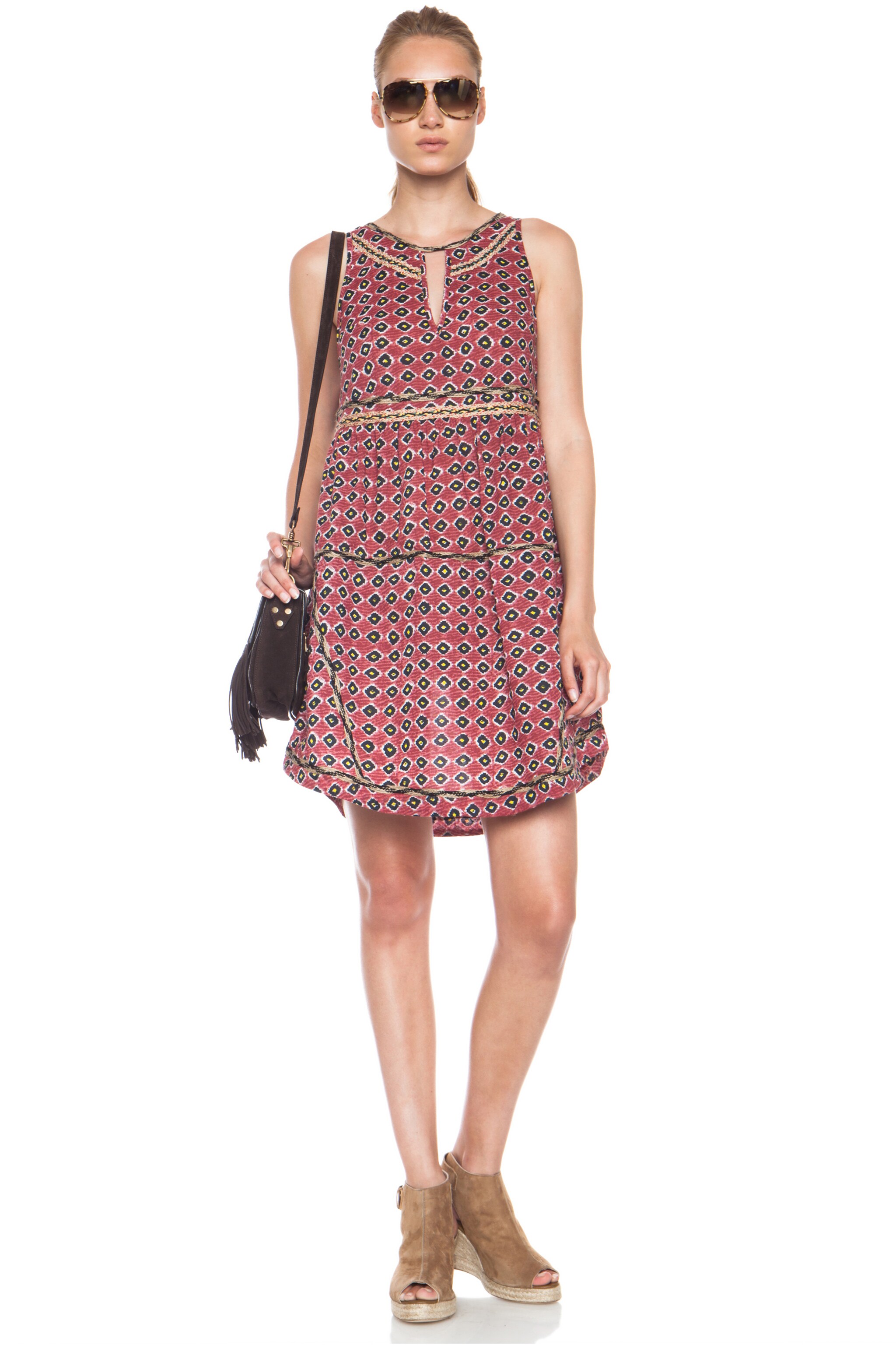 Image 1 of Pam & Gela Tiered Cotton Dress in Ikat Print