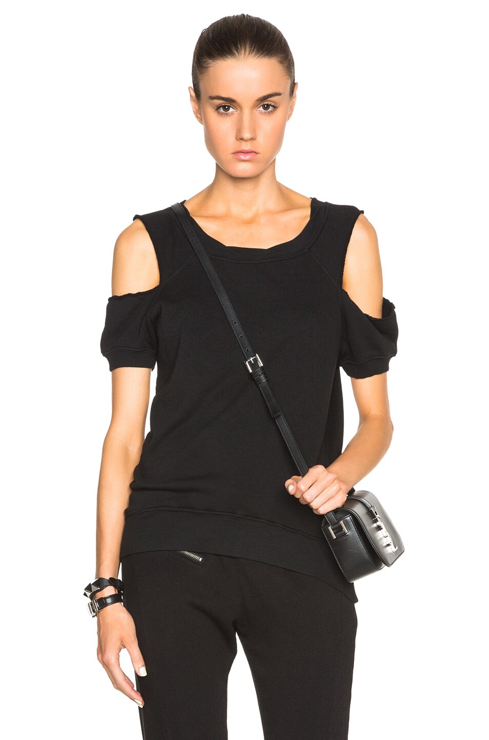 Image 1 of Pam & Gela Cold Shoulder Sweatshirt in Black
