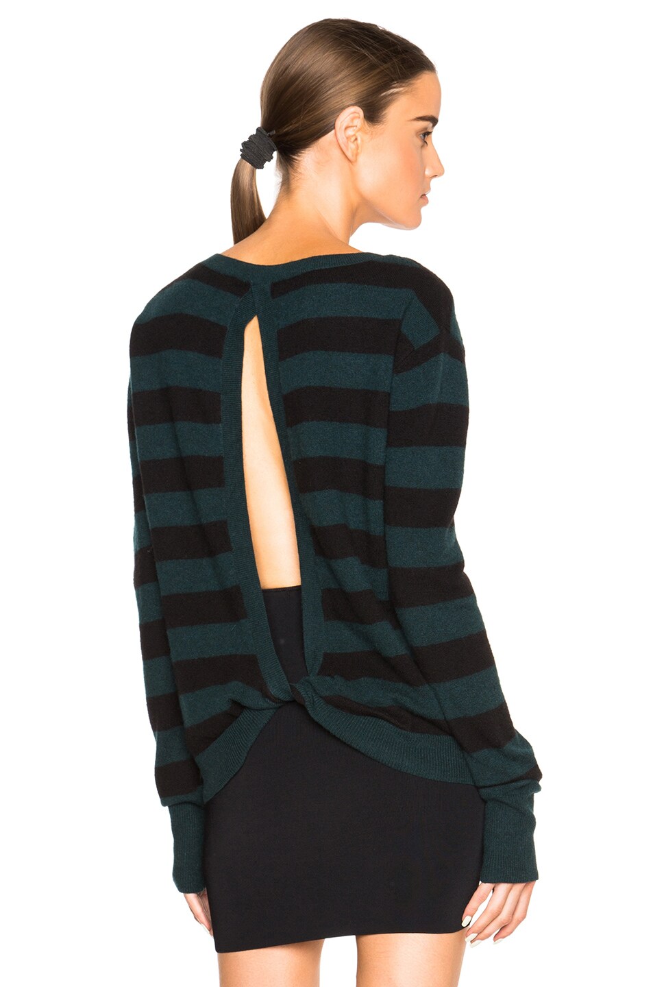 Image 1 of Pam & Gela Twist Back Sweater in Emerald Green