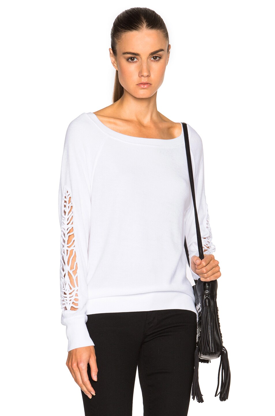 Image 1 of Pam & Gela Shoulder Detail Sweatshirt in White