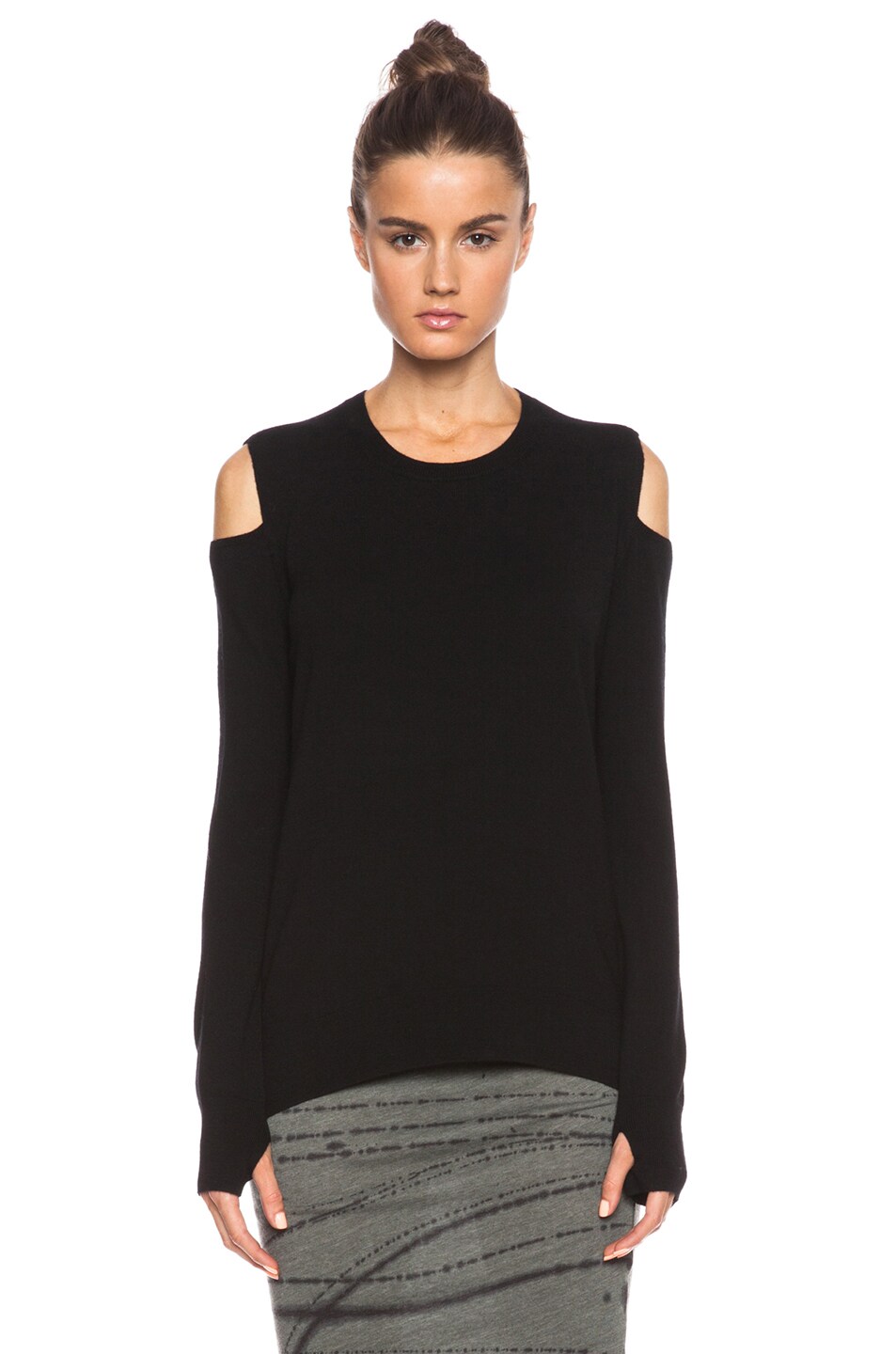 Image 1 of Pam & Gela Shoulder Cut Sweater in Black