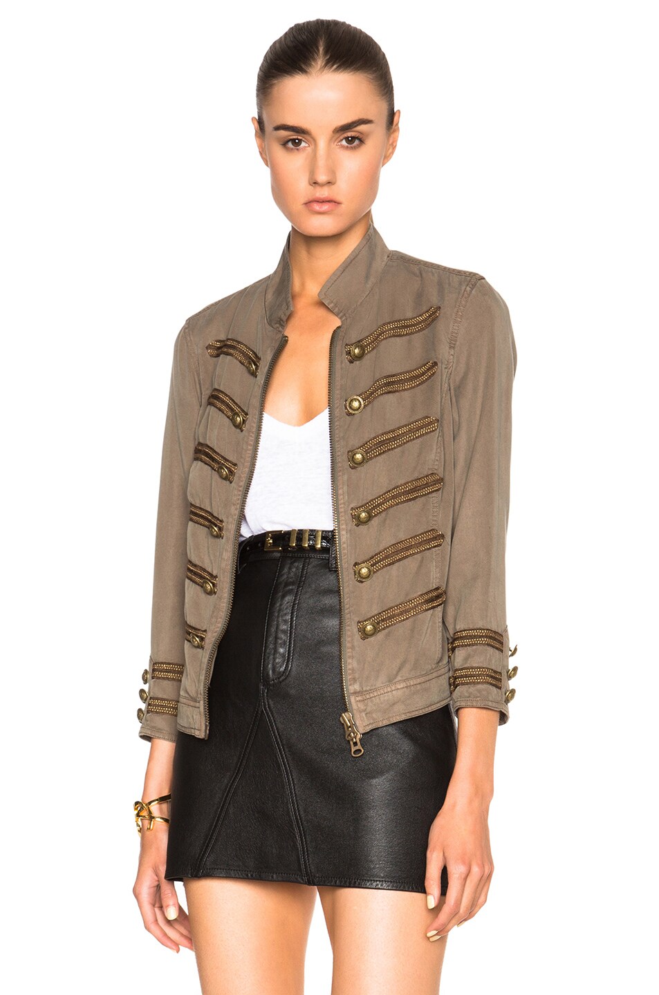 Image 1 of Pam & Gela Cropped Band Jacket in Army
