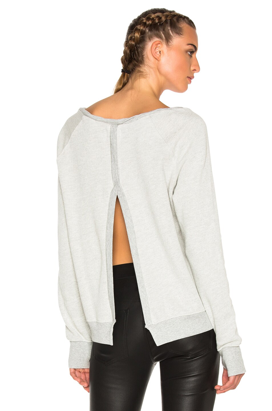 Image 1 of Pam & Gela Split Back Sweatshirt in Heather Grey
