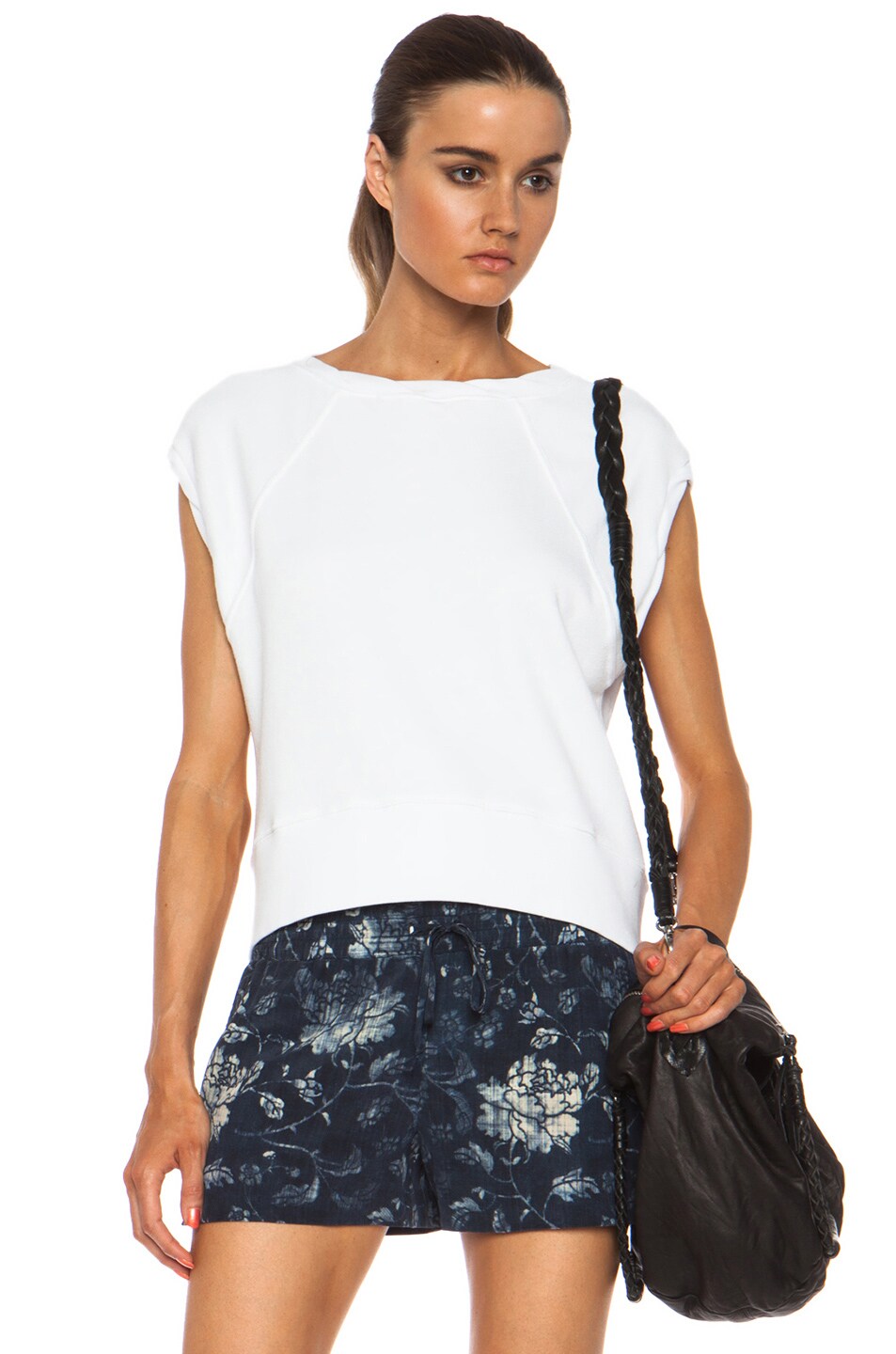 Image 1 of Pam & Gela Crop Muscle Cotton-Blend Sweatshirt in Optic White