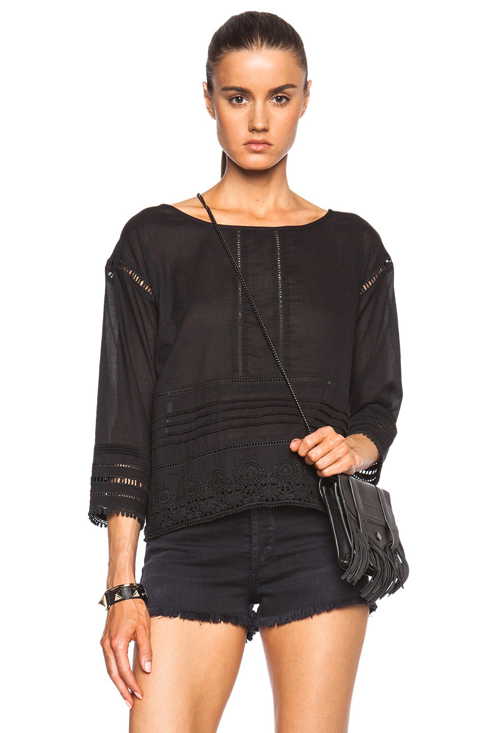 Image 1 of Pam & Gela Cotton Voile Top in Black