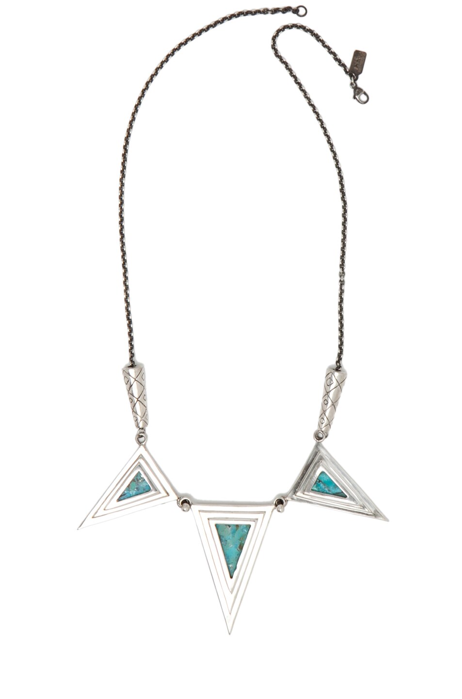 Image 1 of Pamela Love 3 Pyramid Necklace in Silver & Turquoise