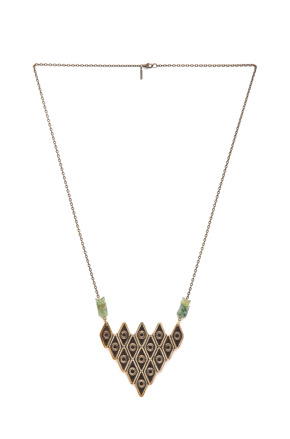 Image 1 of Pamela Love Pyramid Antique Bronze Pendant Necklace in Green