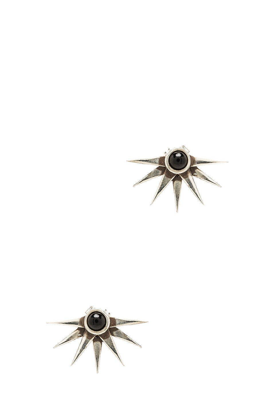 Image 1 of Pamela Love Sunburst Anique Plated Earrings in Silver & Onyx