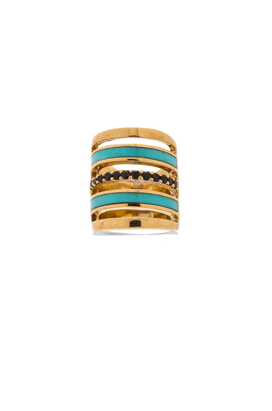 Image 1 of Pamela Love Inlay Pave Ring in Brass & Turquoise
