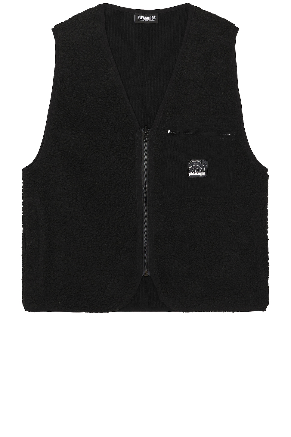 Image 1 of Pleasures Infinite Sherpa Fleece Reversible Vest in Black