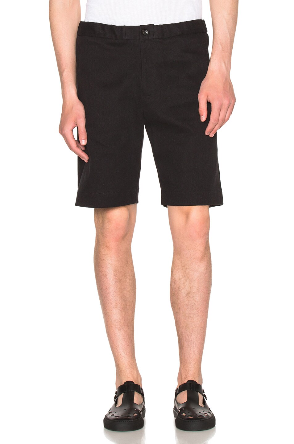 Image 1 of Patrik Ervell Long Shorts in Black Cotton Twill