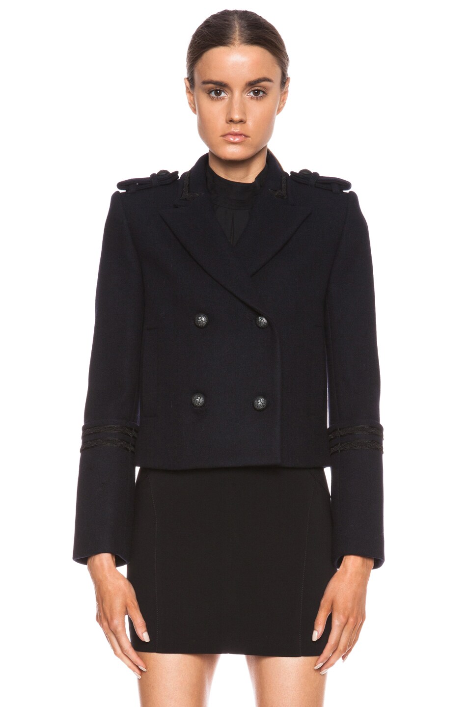 Pierre Balmain Military Wool Jacket in Navy | FWRD