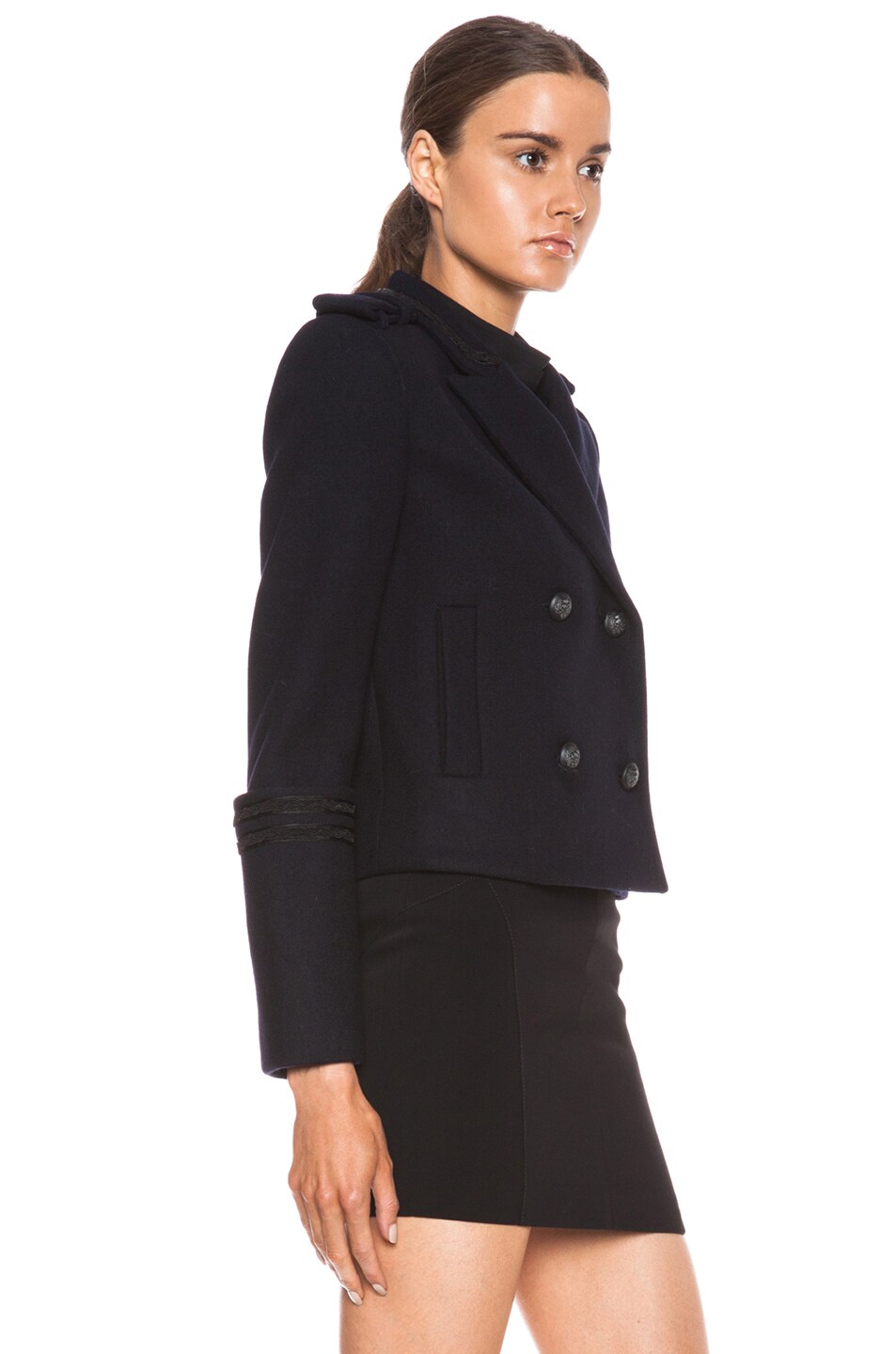 Pierre Balmain Military Wool Jacket in Navy | FWRD