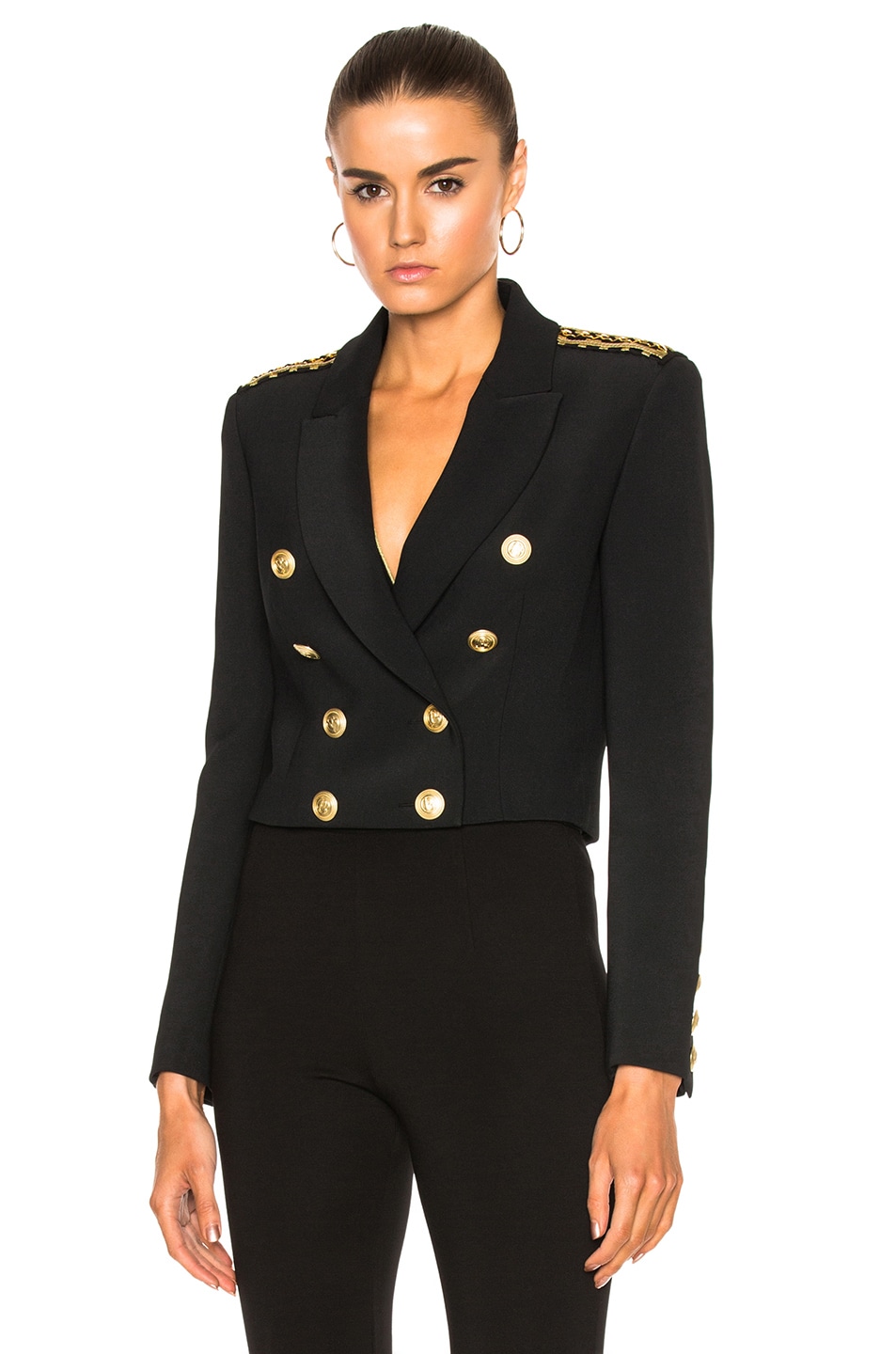 Pierre Balmain Cropped Blazer in Black | FWRD