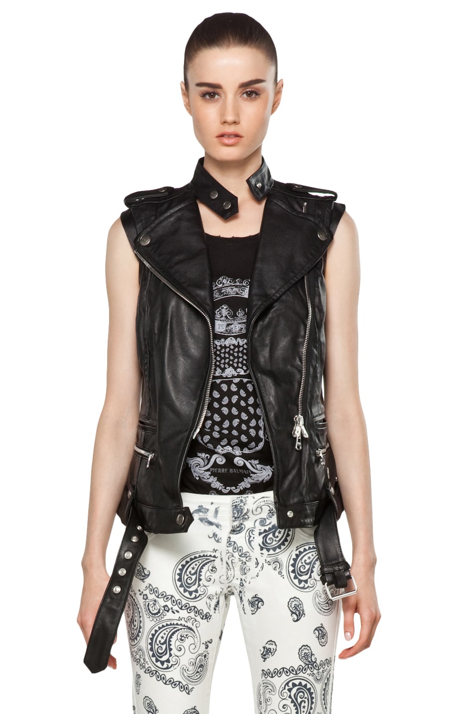 Image 1 of Pierre Balmain Leather Vest in Black