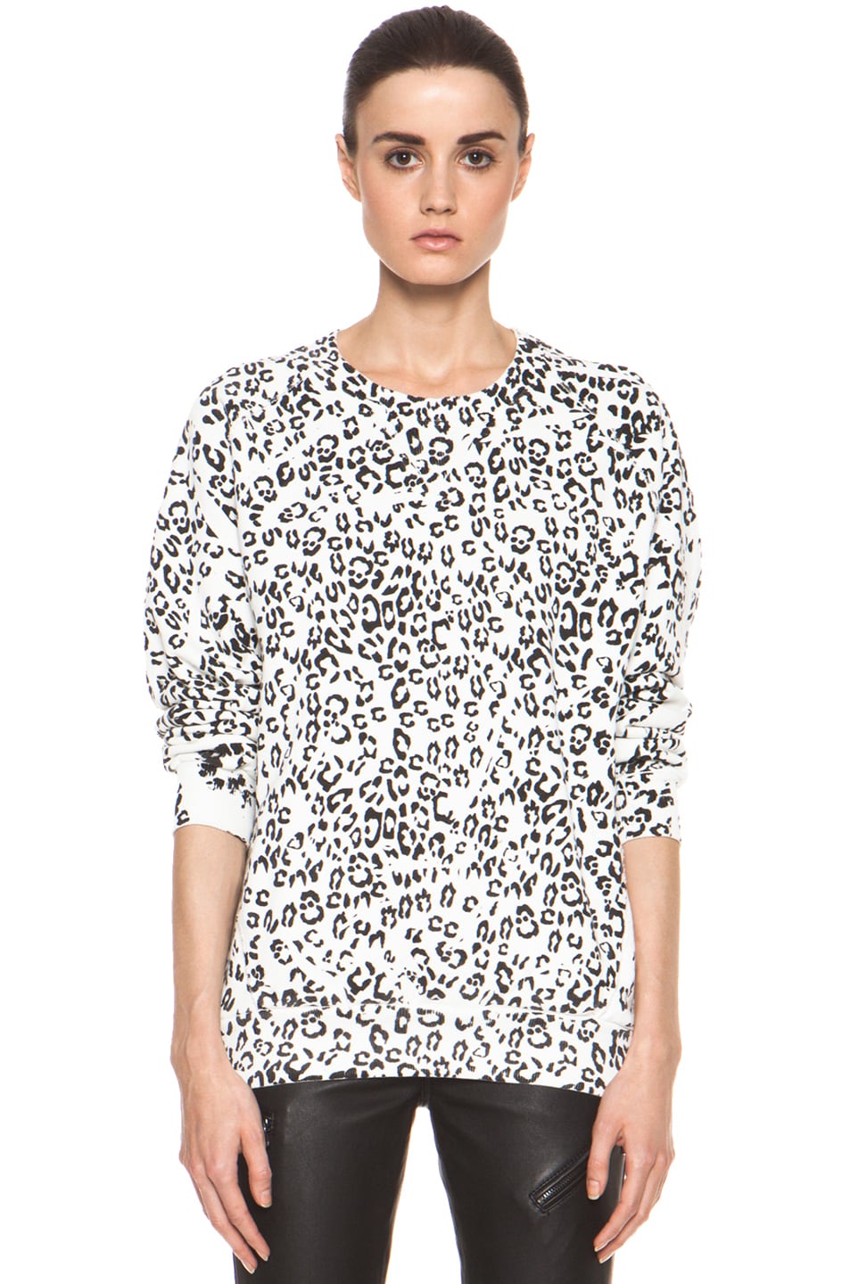 Image 1 of Pierre Balmain Leopard Print Sweatshirt in White & Black