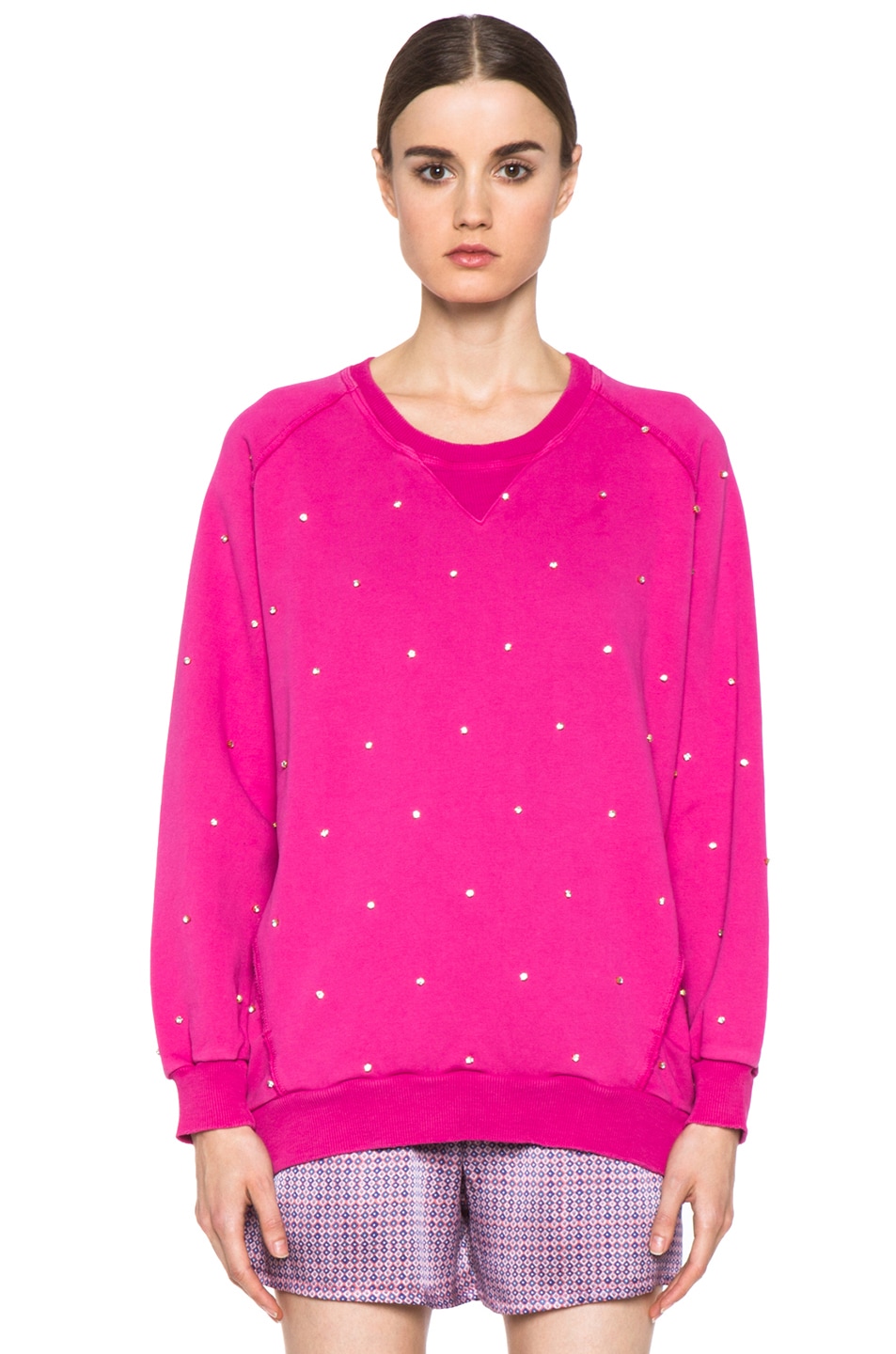 Image 1 of Pierre Balmain Embroidered Pullover Sweatshirt in Hot Pink