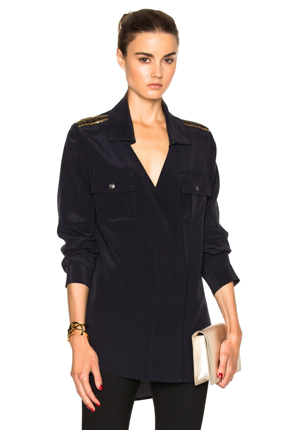 Image 1 of Pierre Balmain Button Up Top in Navy
